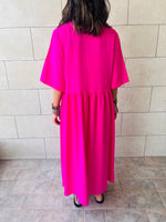 Fuchsia Flows As It Goes Linen Dress