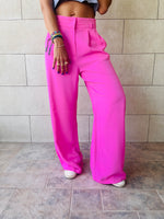 Fuchsia Solid Low Waist Pants