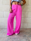 Fuchsia Solid Low Waist Pants