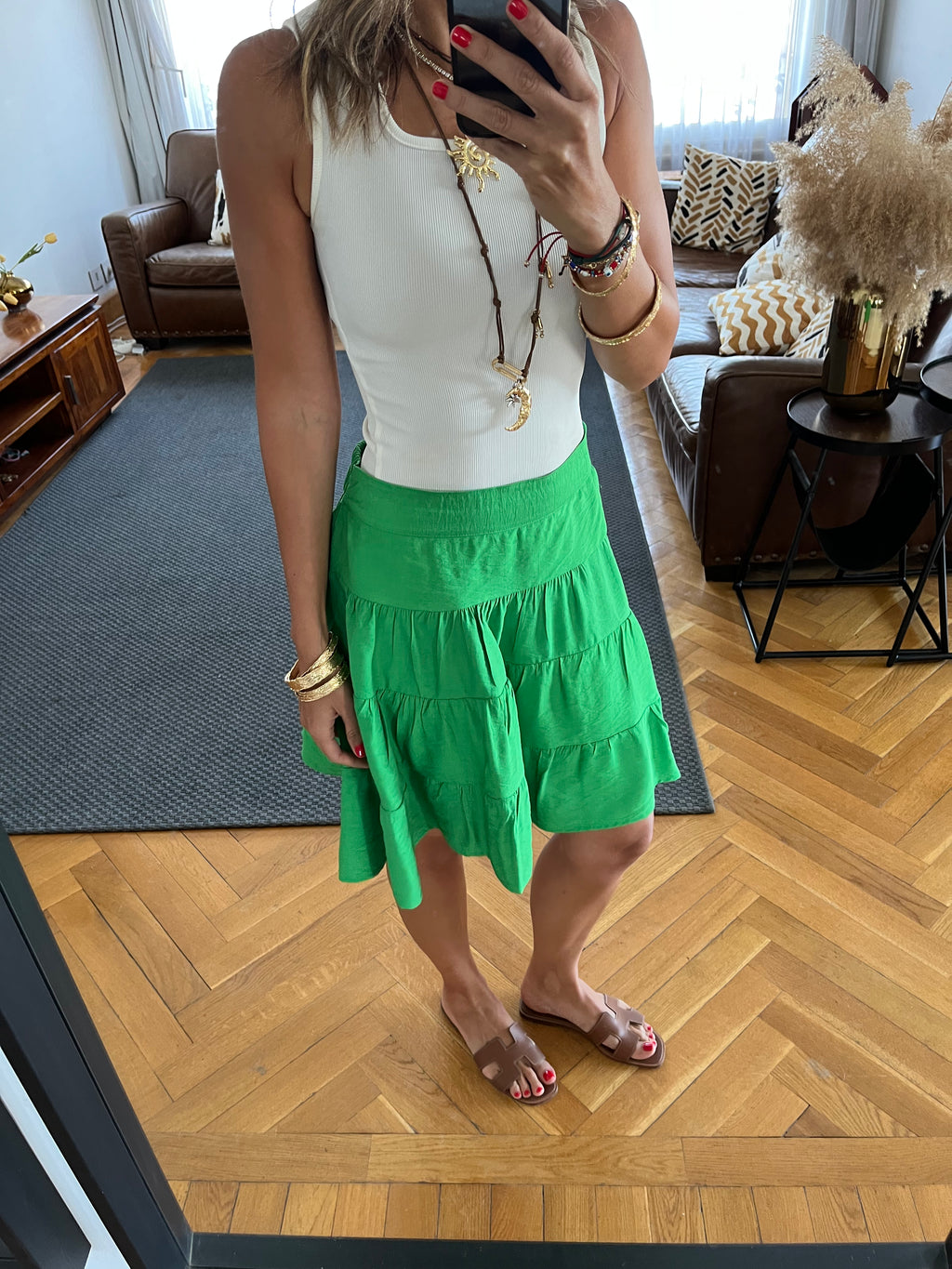Green Classic Mini Skirt