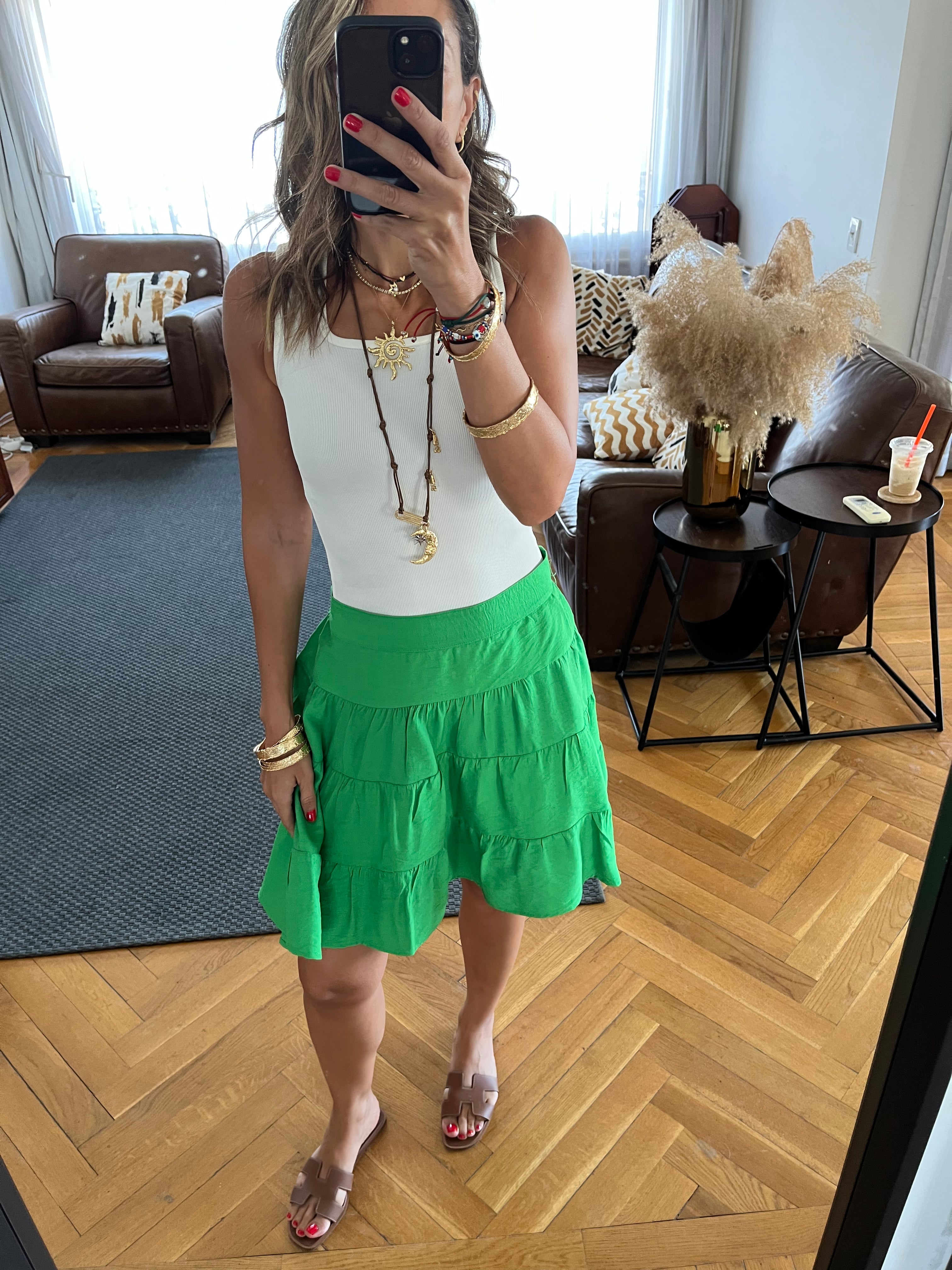 Green Classic Mini Skirt
