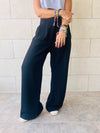 Black Solid Low Waist Pants