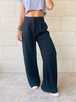 Black Solid Low Waist Pants