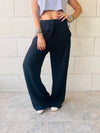 Black Solid Low Waist Pants