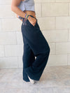 Black Solid Low Waist Pants