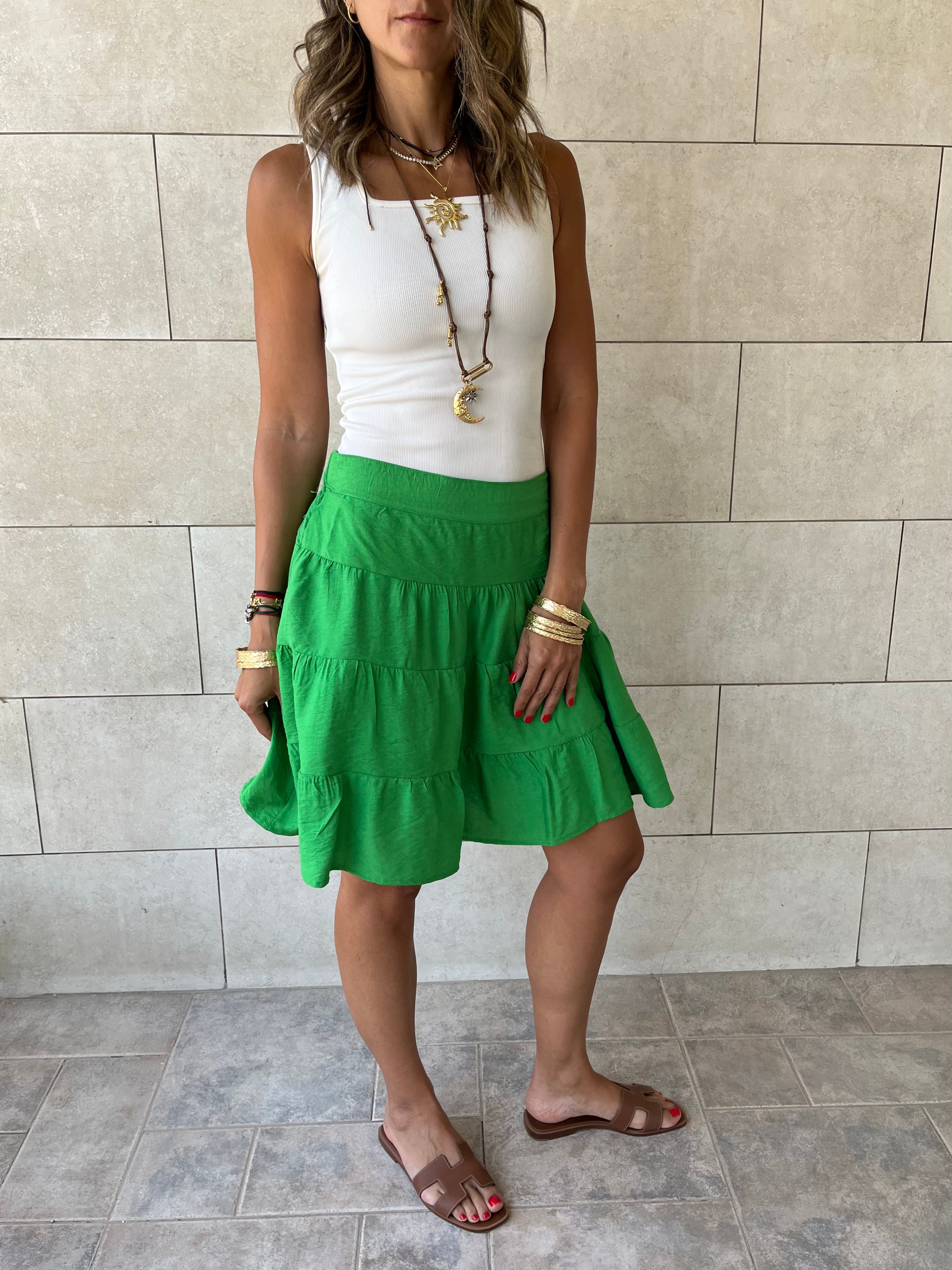 Green Classic Mini Skirt