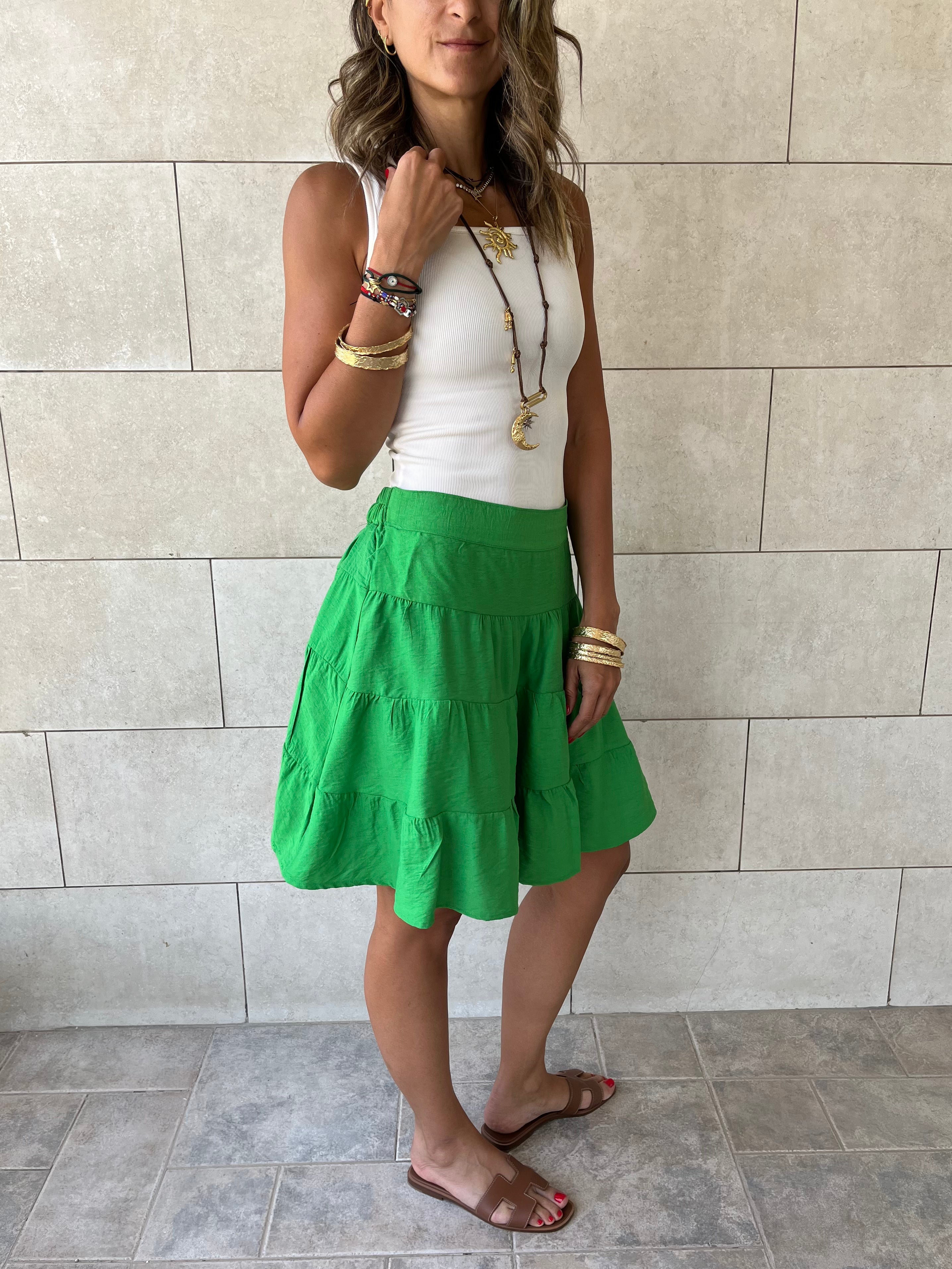 Green Classic Mini Skirt