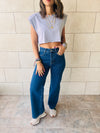 Grey Boxy Shoulder Cropped Tee