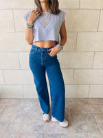 Grey Boxy Shoulder Cropped Tee