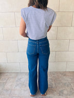 Grey Boxy Shoulder Cropped Tee