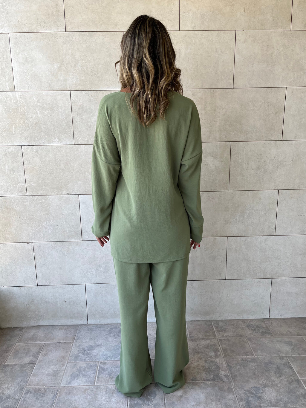 Olive Wrap Around Flowy Set