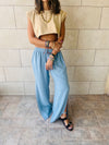 Baby Blue Slitted Loose Pants
