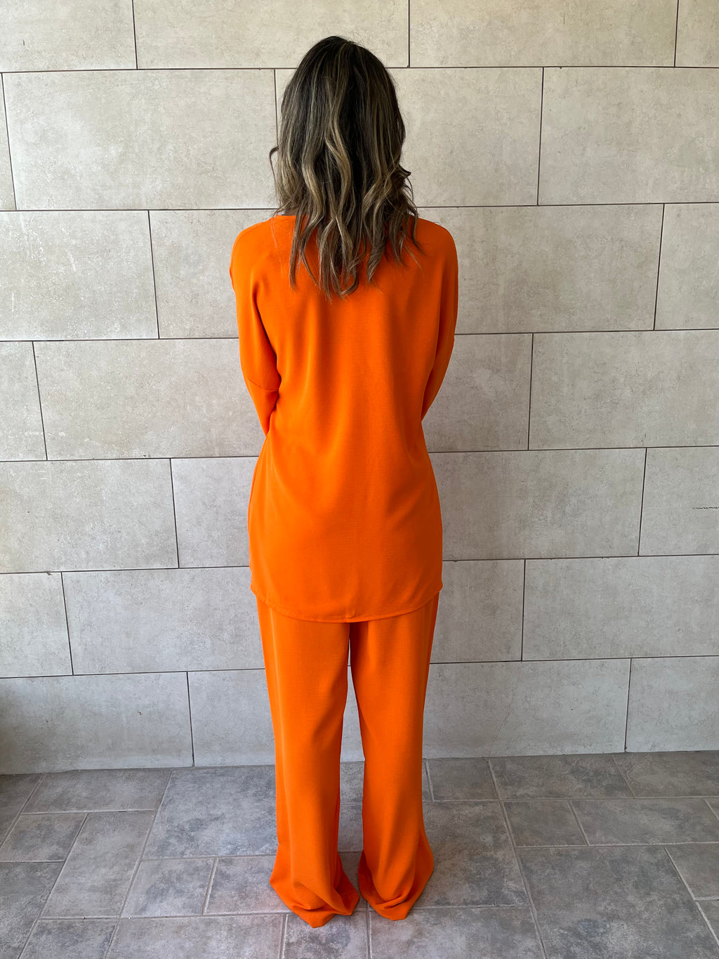 Orange Wrap Around Flowy Set