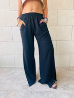Black Slitted Loose Pants