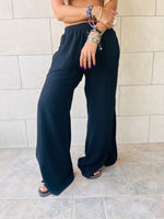 Black Slitted Loose Pants