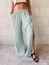 Mint Slitted Loose Pants