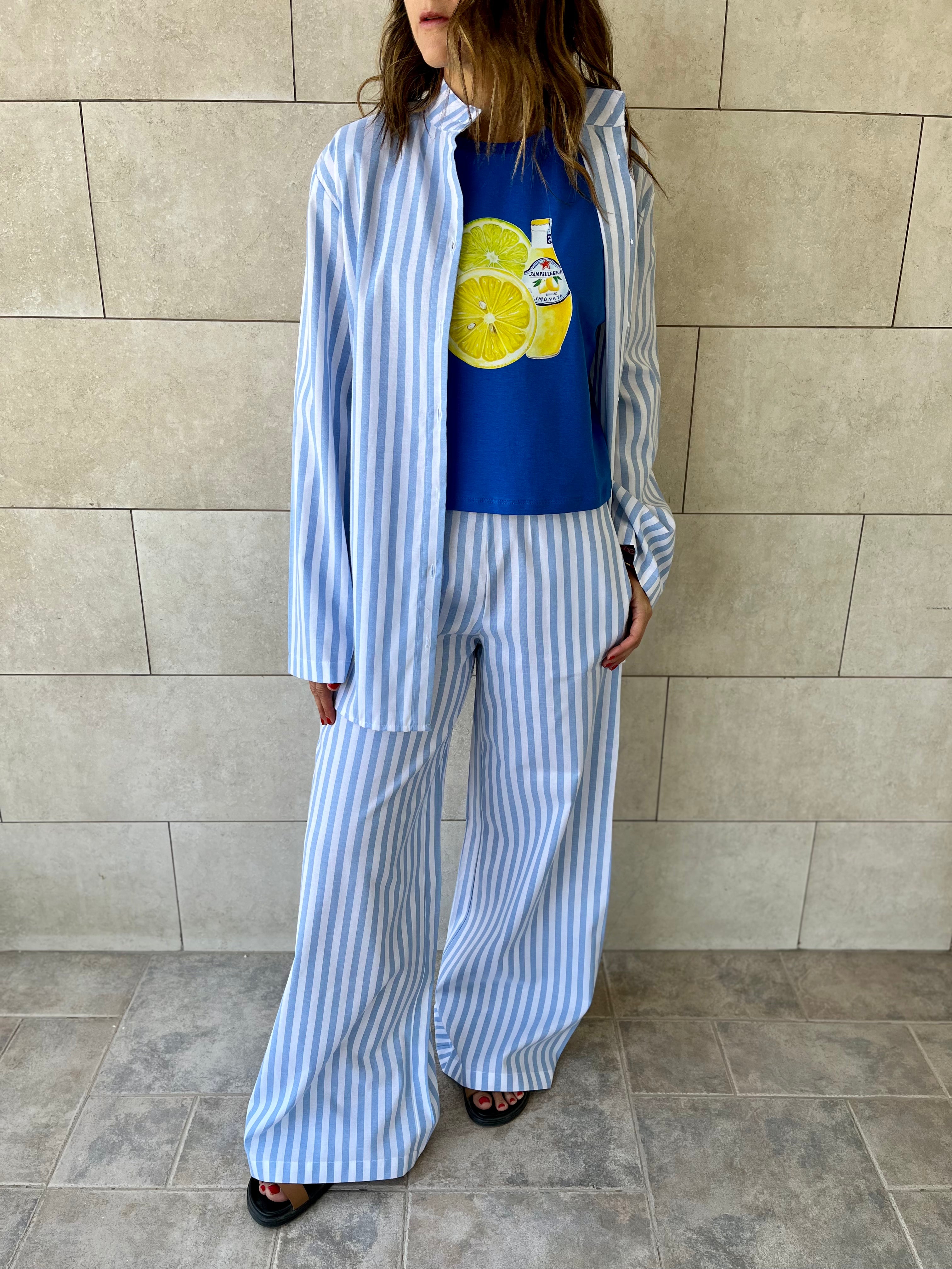 Blue Effortless Striped Shirt