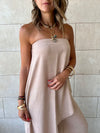 Beige Strapless Asymmetrical Set