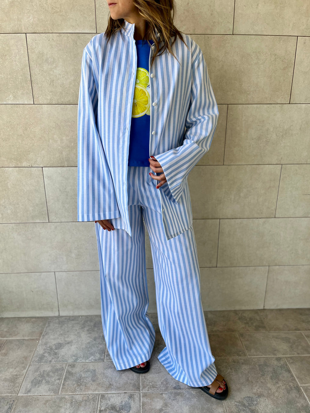 Blue Effortless Striped Shirt