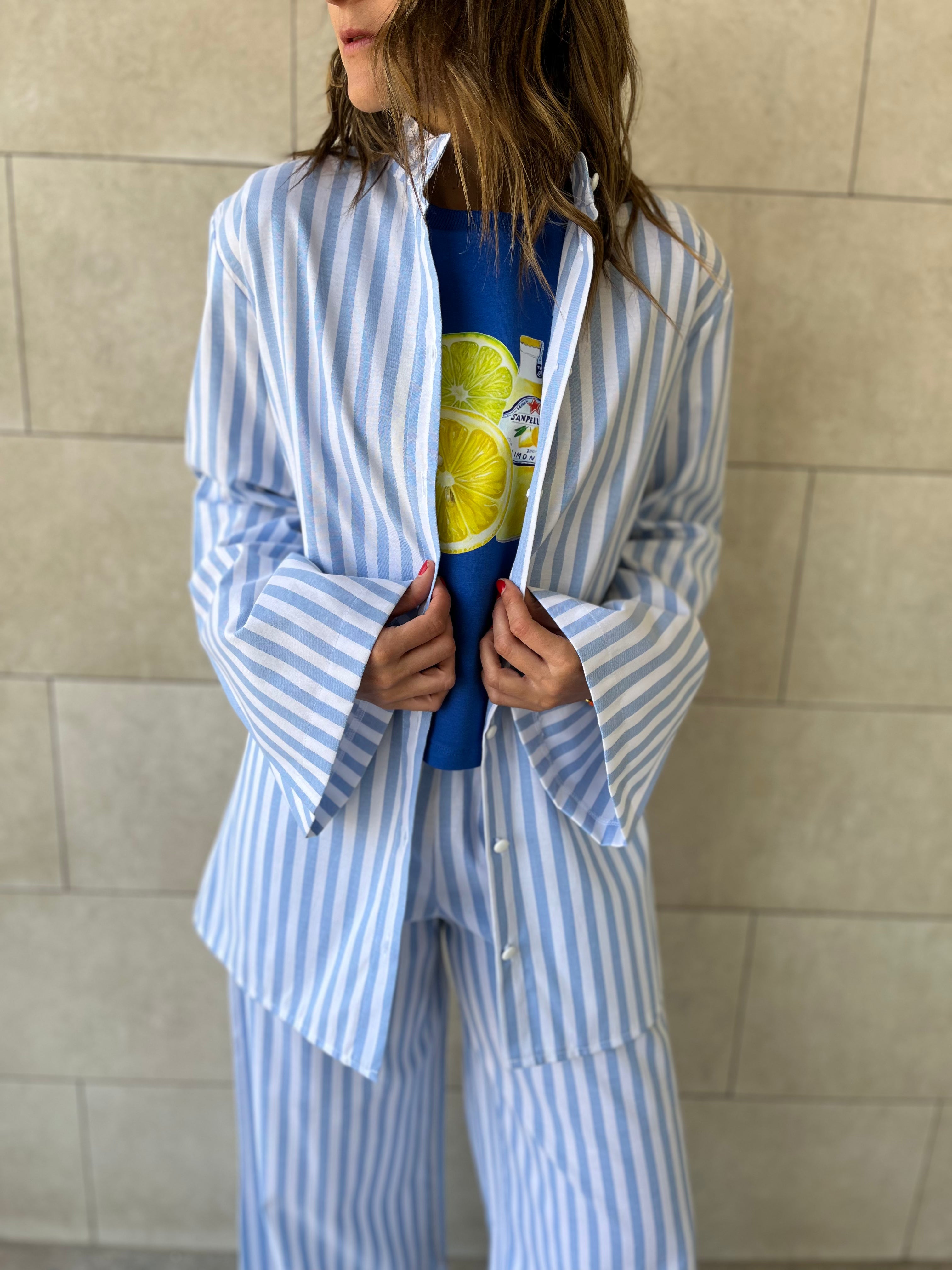 Blue Effortless Striped Shirt