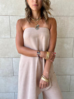 Beige Strapless Asymmetrical Set