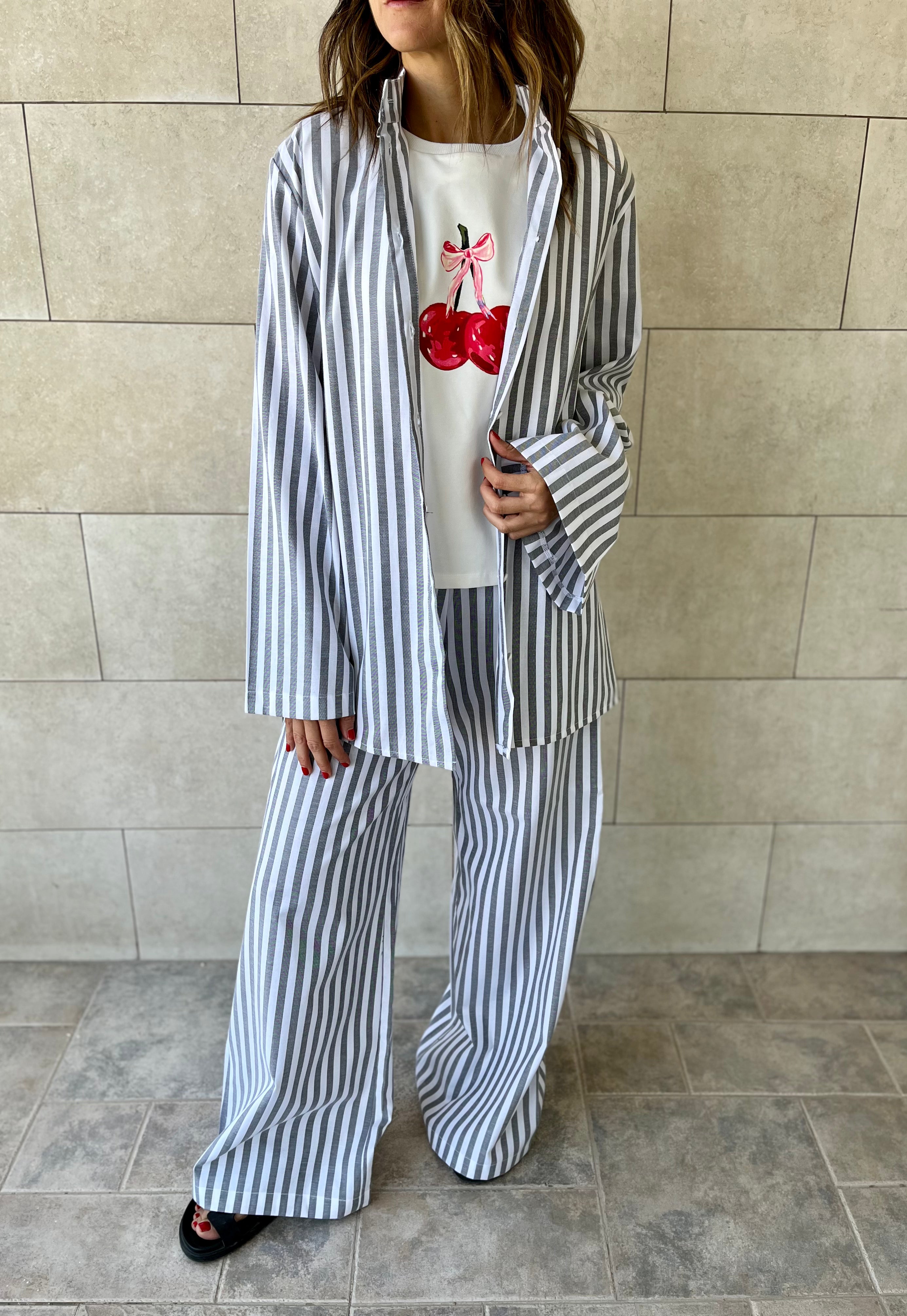 Grey Effortless Striped Shirt