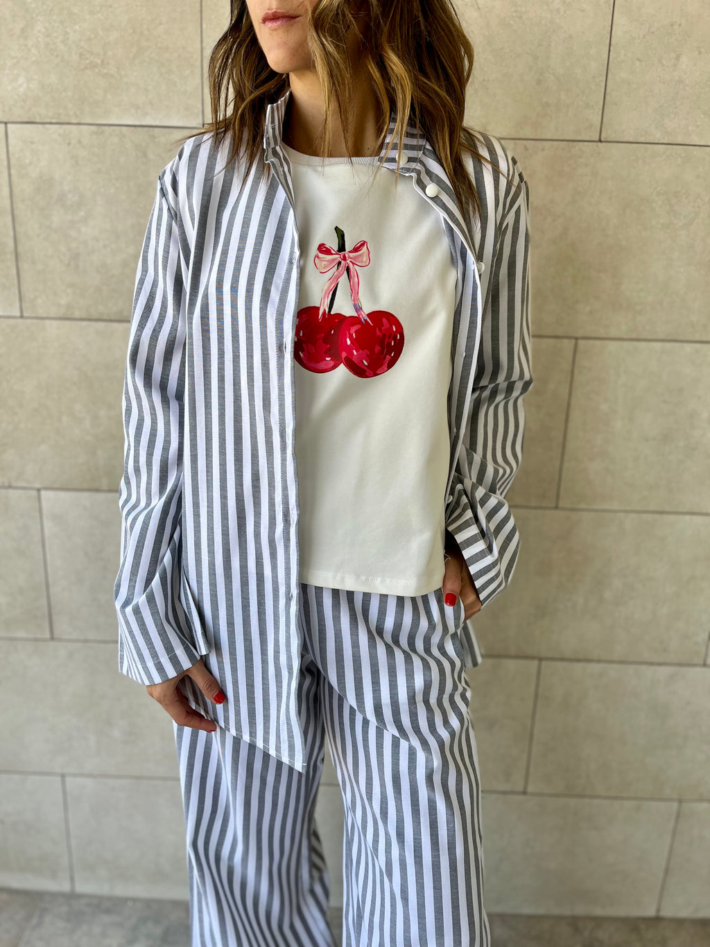 Grey Effortless Striped Shirt