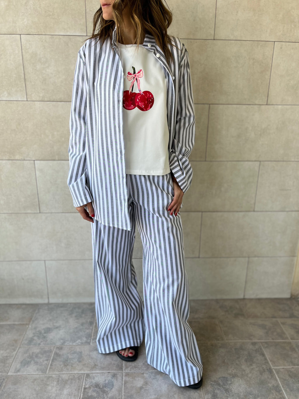 Grey Effortless Striped Shirt