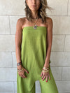 Lime Strapless Asymmetrical Set