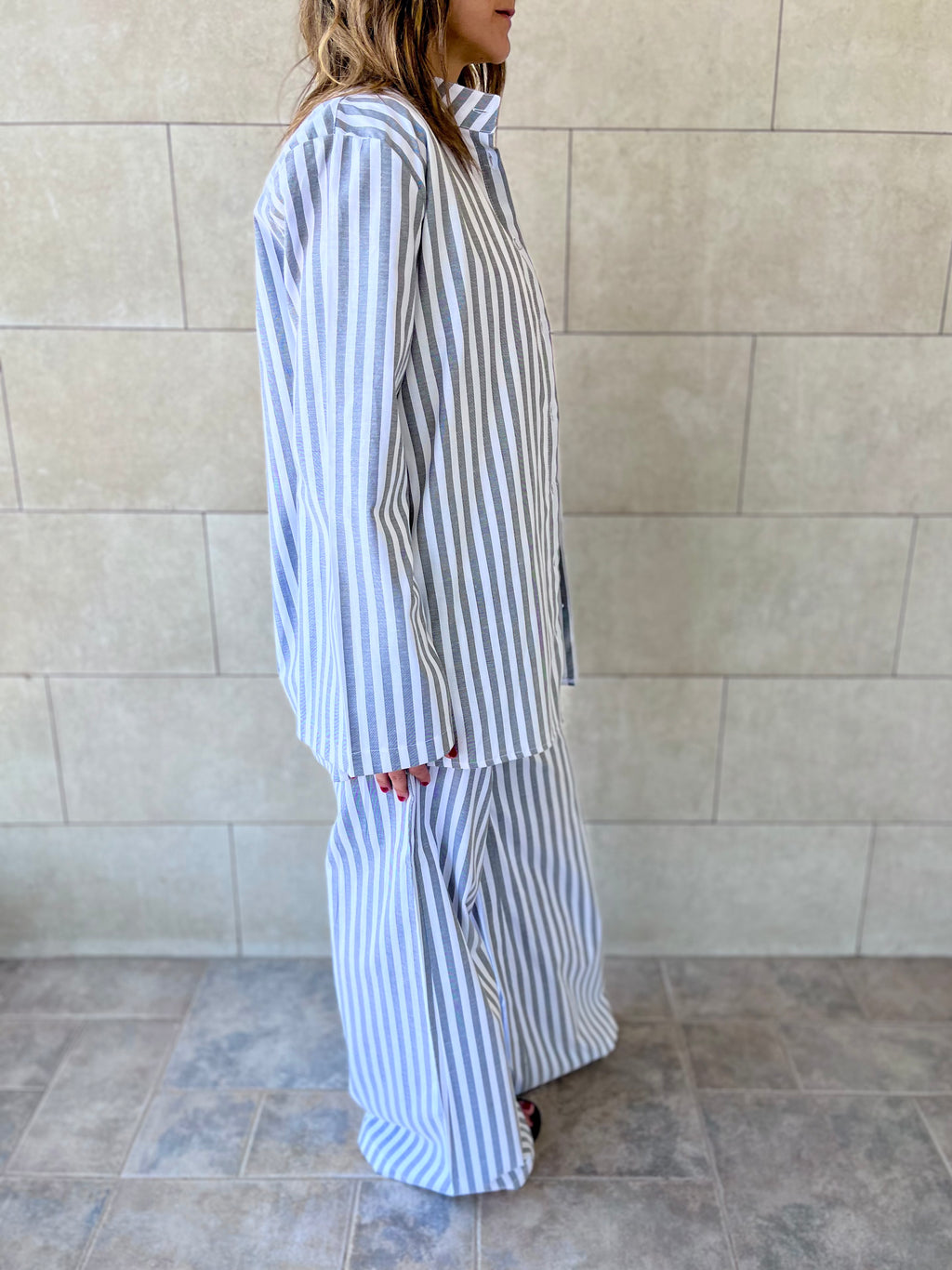 Grey Effortless Striped Shirt