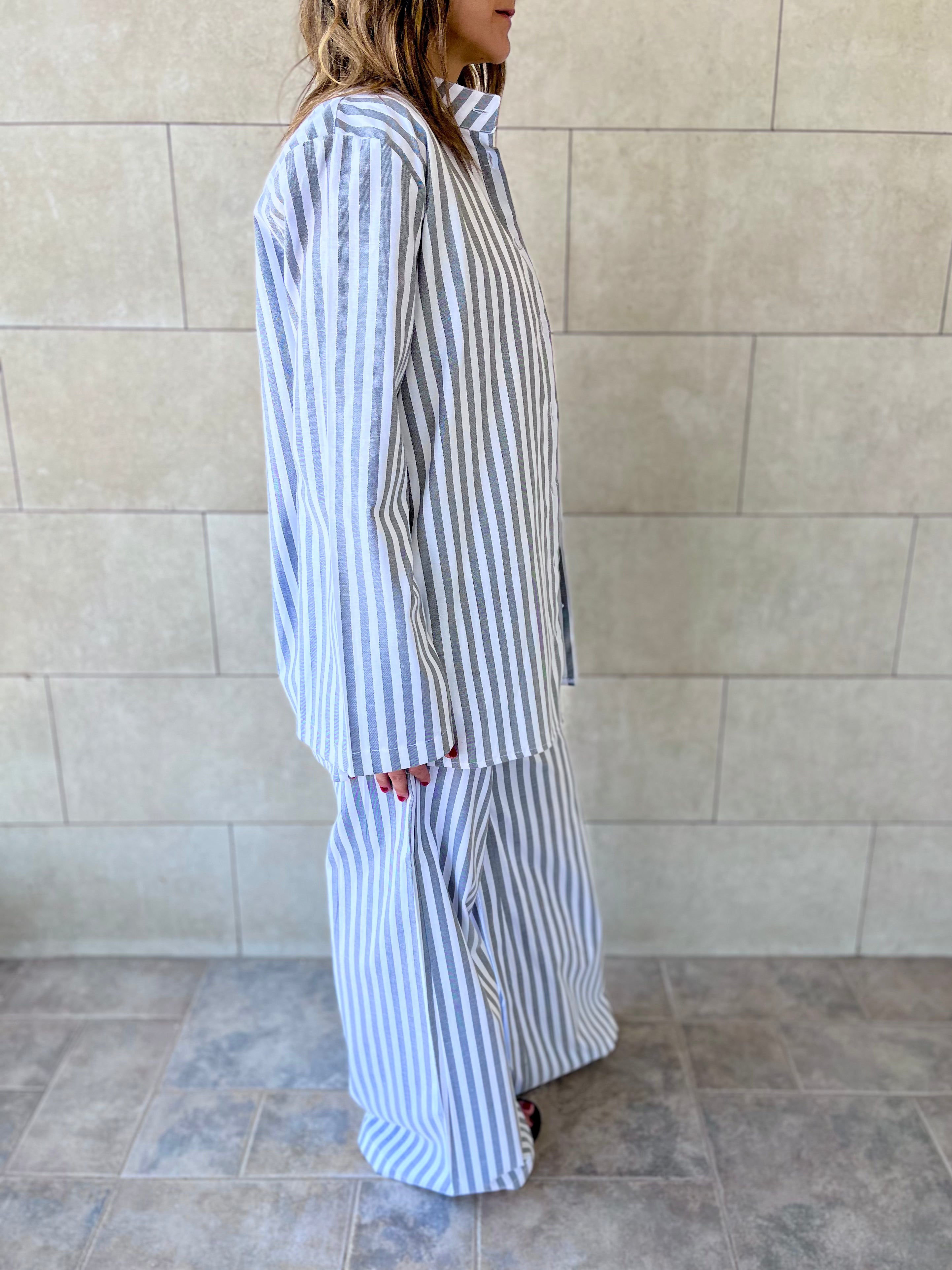 Grey Effortless Striped Shirt