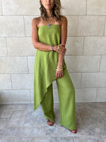 Lime Strapless Asymmetrical Set
