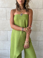 Lime Strapless Asymmetrical Set
