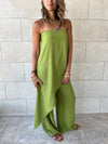 Lime Strapless Asymmetrical Set