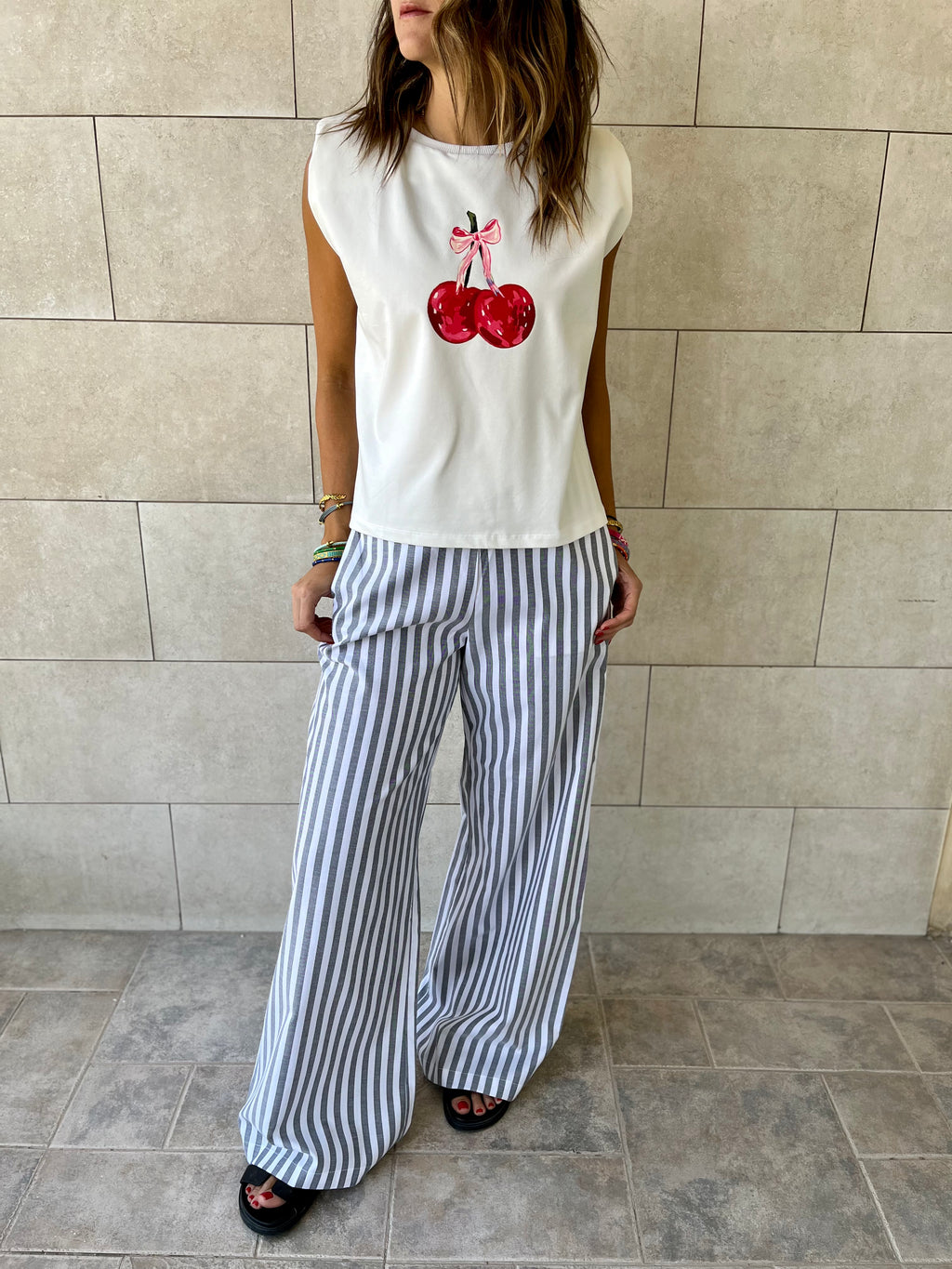 Cherry Shoulder Pad Cut Tee
