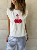 Cherry Shoulder Pad Cut Tee