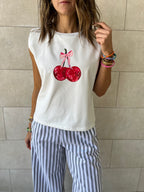 Cherry Shoulder Pad Cut Tee