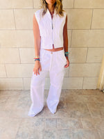 White Cargo Cropped Vest