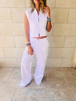 White Cargo Cropped Vest