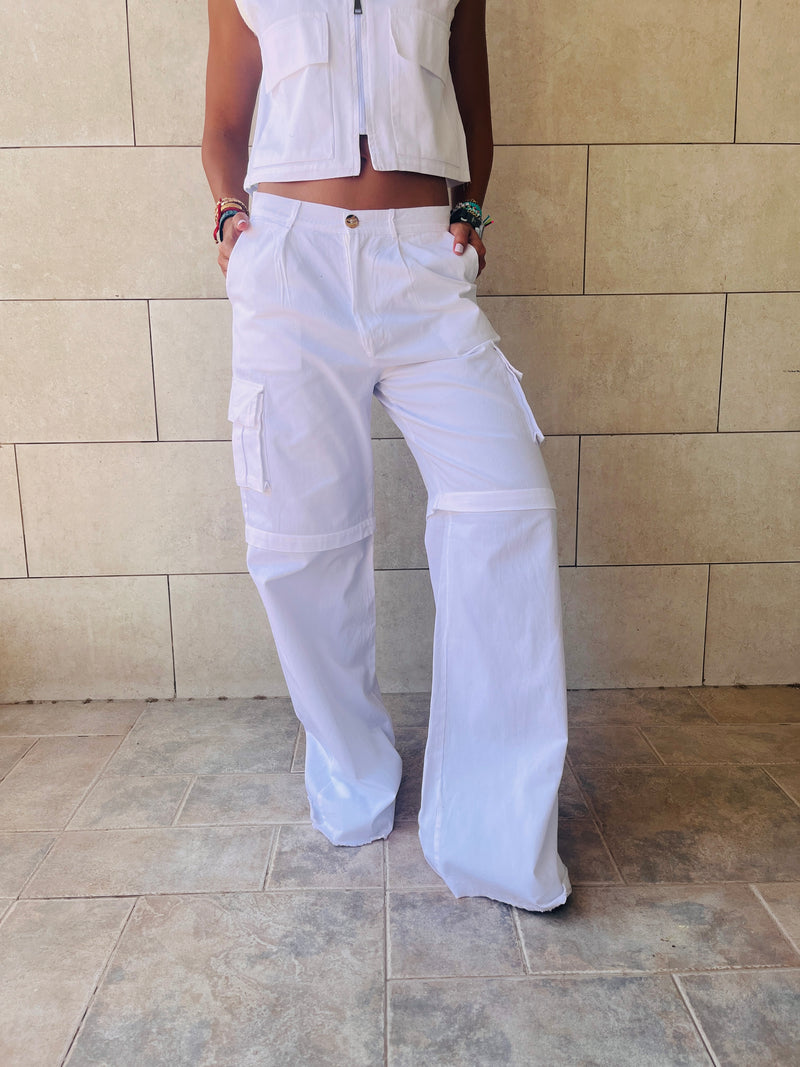 White Low Rise Cargos