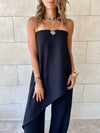 Black Strapless Asymmetrical Set