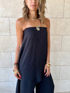 Black Strapless Asymmetrical Set