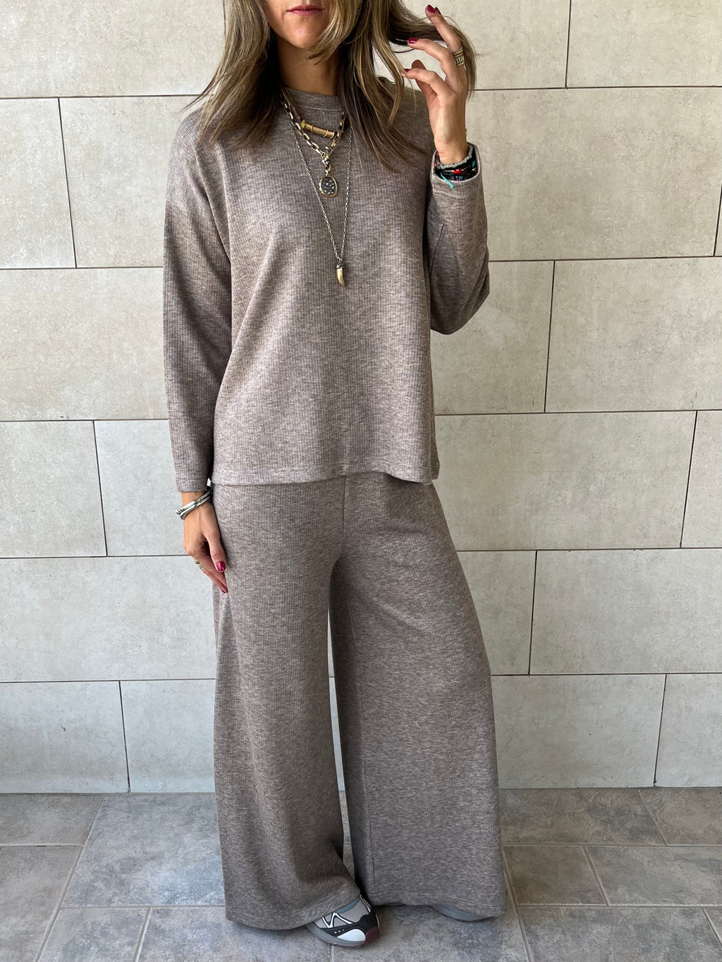 Cafe Ribbed flowy Set