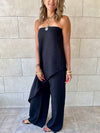 Black Strapless Asymmetrical Set