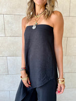 Black Strapless Asymmetrical Set