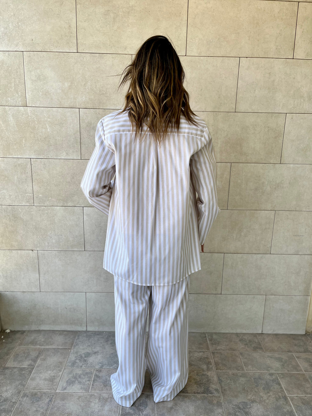 Beige Effortless Striped Shirt