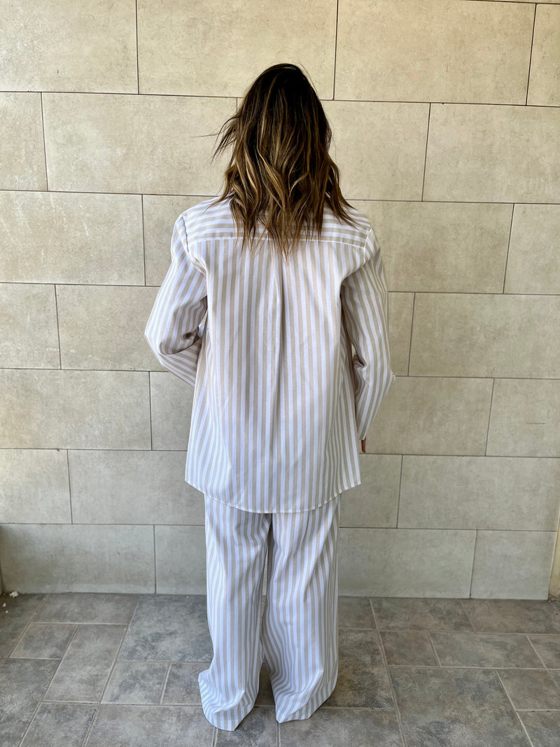 Beige Effortless Striped Shirt