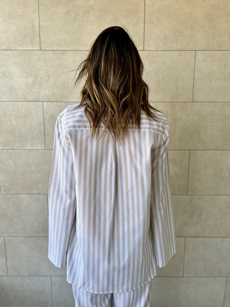 Beige Effortless Striped Shirt