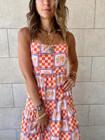 Checkered Sleeveless Tiered Dress