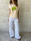 Beige Effortless Striped Pants